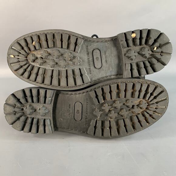 ALEXANDER MCQUEEN Size 10 Black Leather Fringed Tread Sole Lace-Up Shoes - Picture 6 of 12